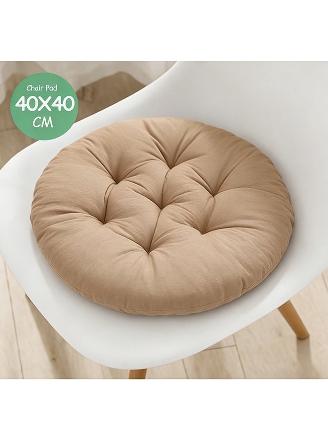 NAYIV Chair Pads Chair Seat Cushion with Ties Thickened Round Sofa Pillows  Meditation Floor Pillows for Adults Kids Washable Padded Chair Seat Pads Large Classroom Furniture Sitting Cushion Chair Seat Pads for Yoga Living Room Office 40*40*6cm Beige - Image 1